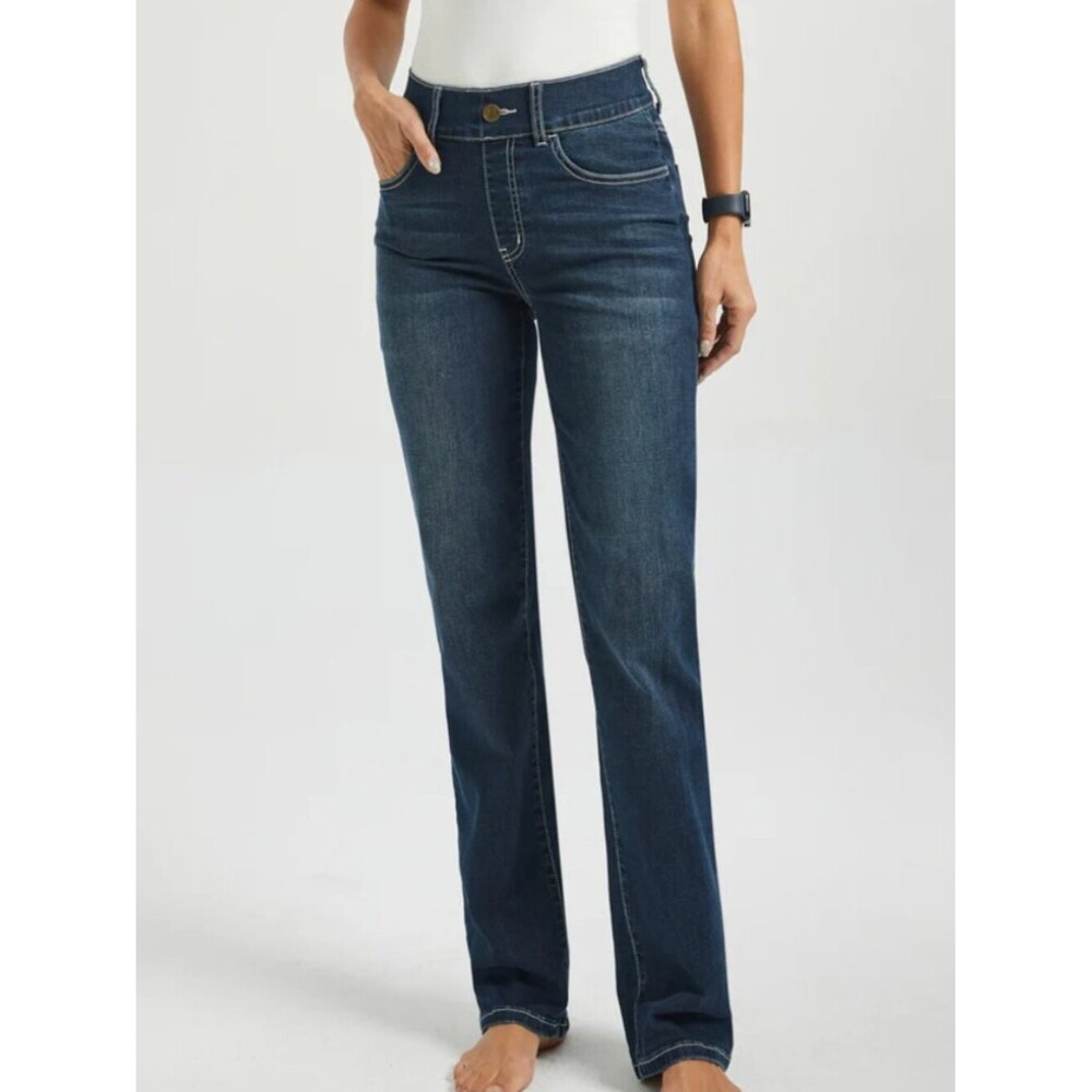 New Betabrand Straight Leg Four-Pocket Yoga Denim Small Petite Medium Wash